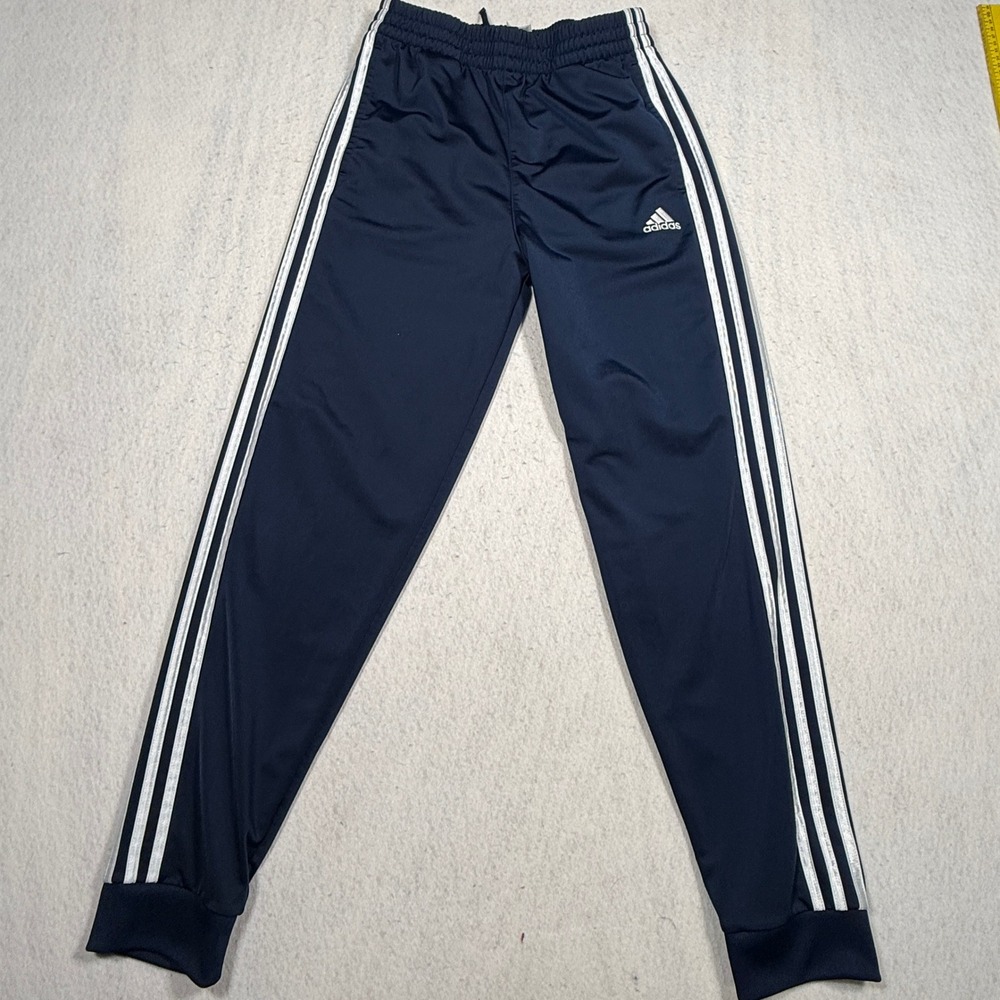 Adidas Boys Navy Blue 3-Stripe Track Pants XL 18/20 Joggers Recycled Tricot